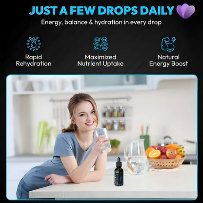 Liquid trace mineral drops for daily hydration energy boost and electrolyte balance in water
