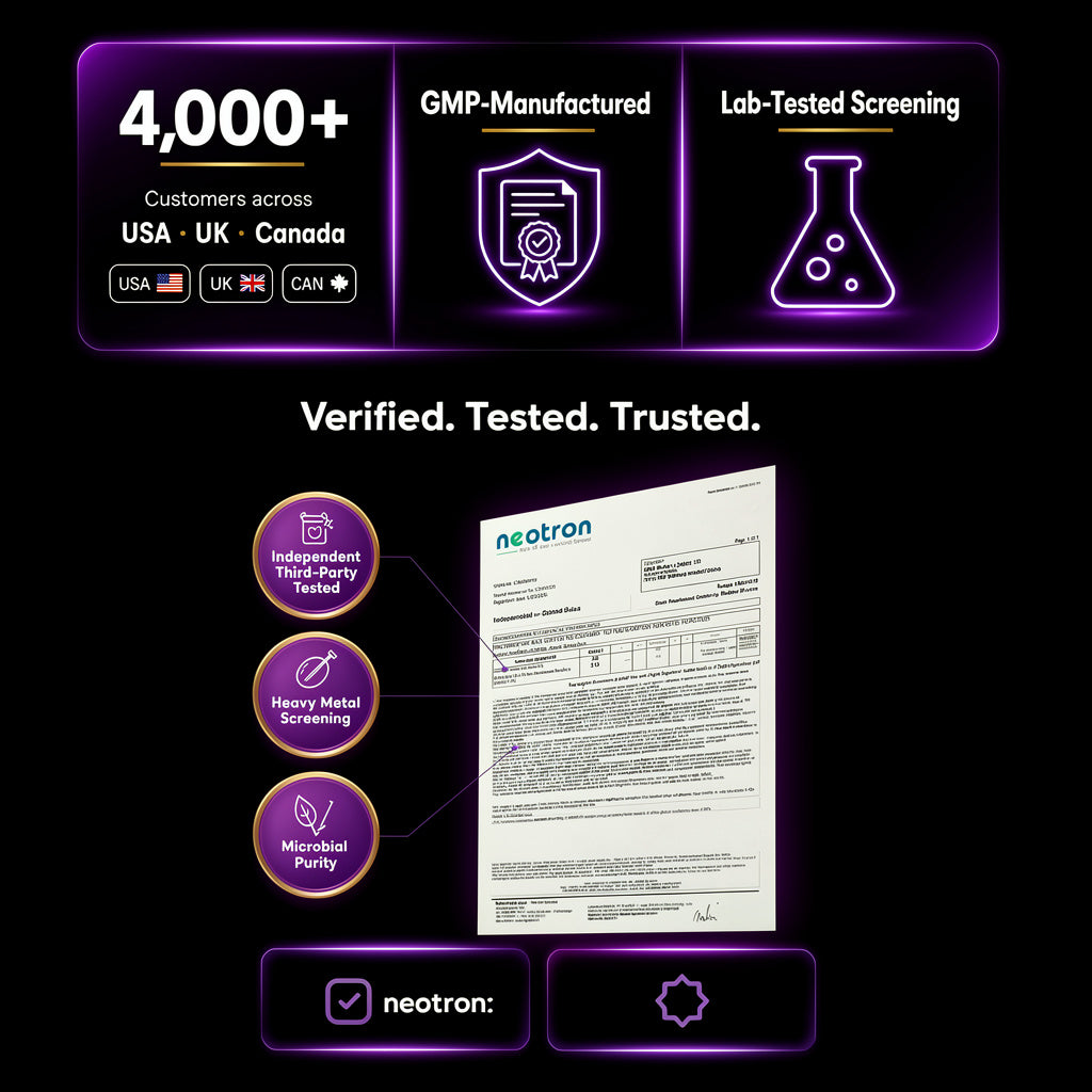 Paragon Cleanse quality testing graphic showing third-party lab report, heavy metal screening, and microbial purity