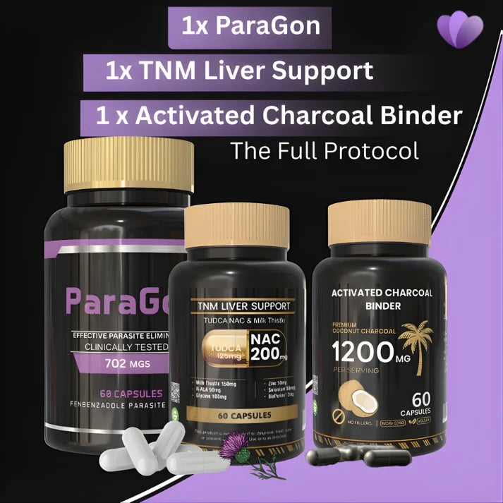 Paragon, TNM Liver Support, and Activated Charcoal Binder full protocol cleanse bundle