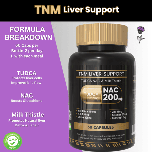 TNM liver support supplement with TUDCA NAC and milk thistle for liver detox